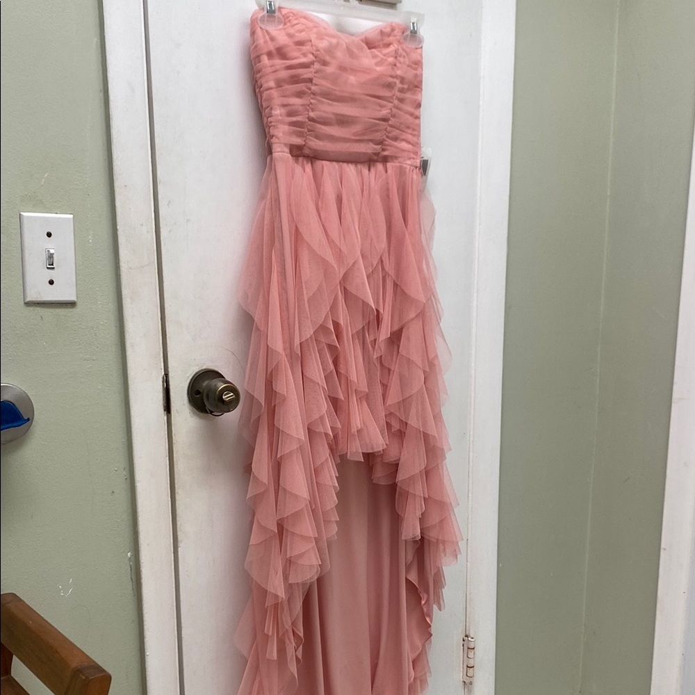 Elegant Pink Strapless Evening Dress